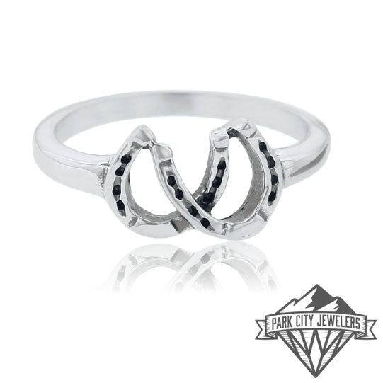 Sterling Silver Double Horse Shoe Ring