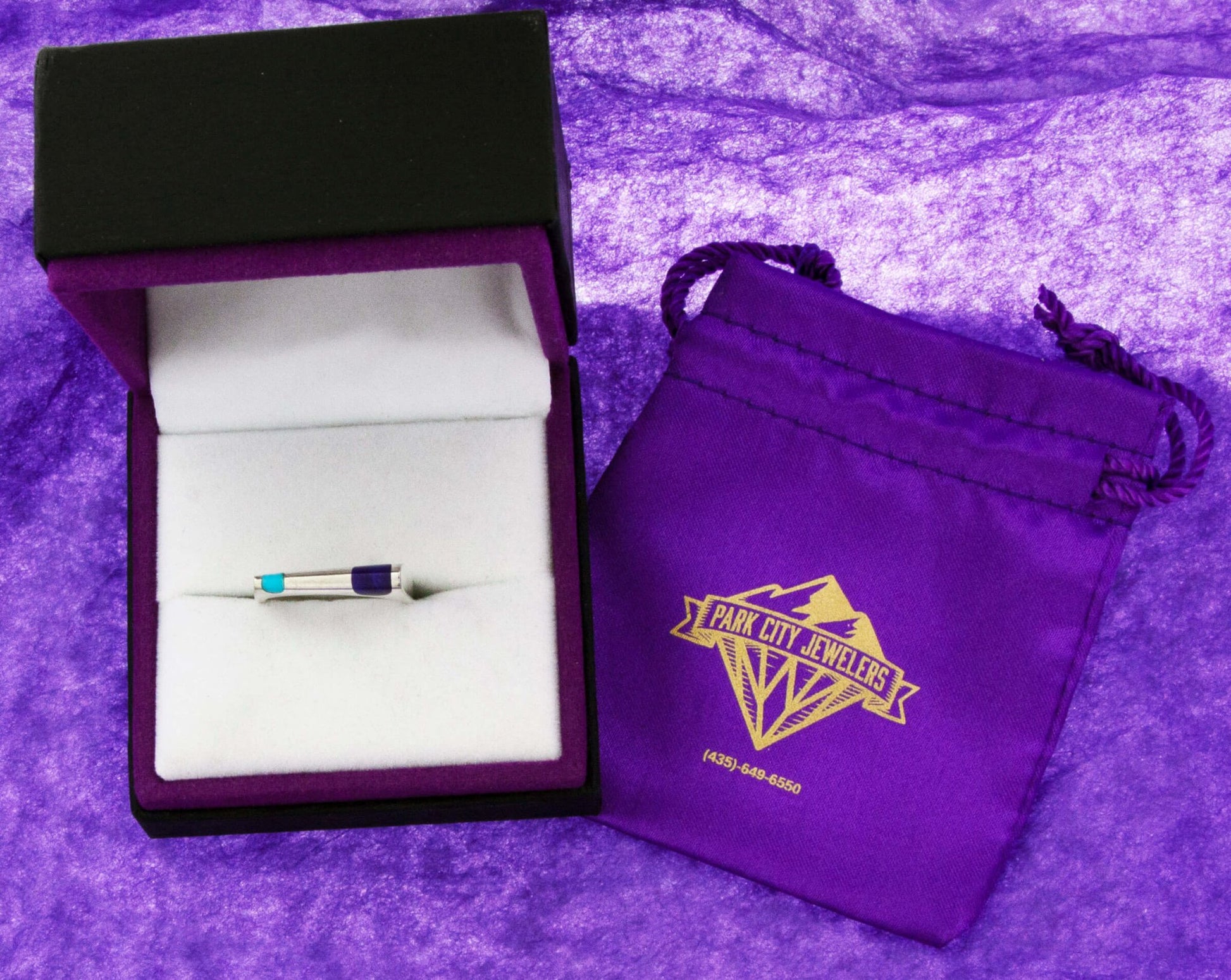 Sterling Silver Double Inlay Turquoise & Sugilite Ring - Park City Jewelers