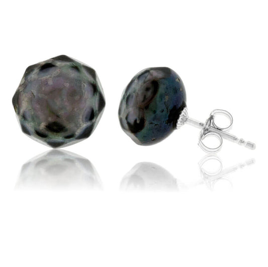 Sterling Silver Faceted Pearl Stud Earrings - Park City Jewelers