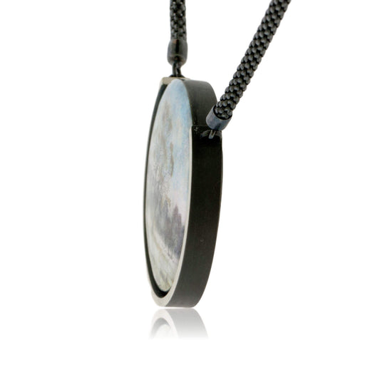 Sterling Silver Misty Morning Circle Enamel Pendant w/Chain - Park City Jewelers