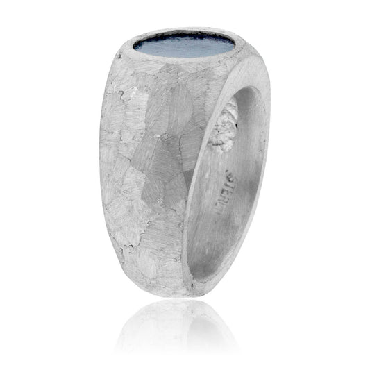 Sterling Silver Stone Finished Meteorite Ring - Park City Jewelers