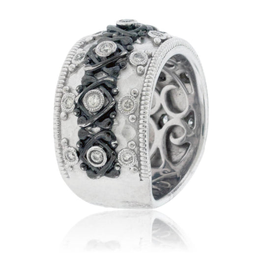 Sterling Silver Wide Diamond Fashion Band - Park City Jewelers