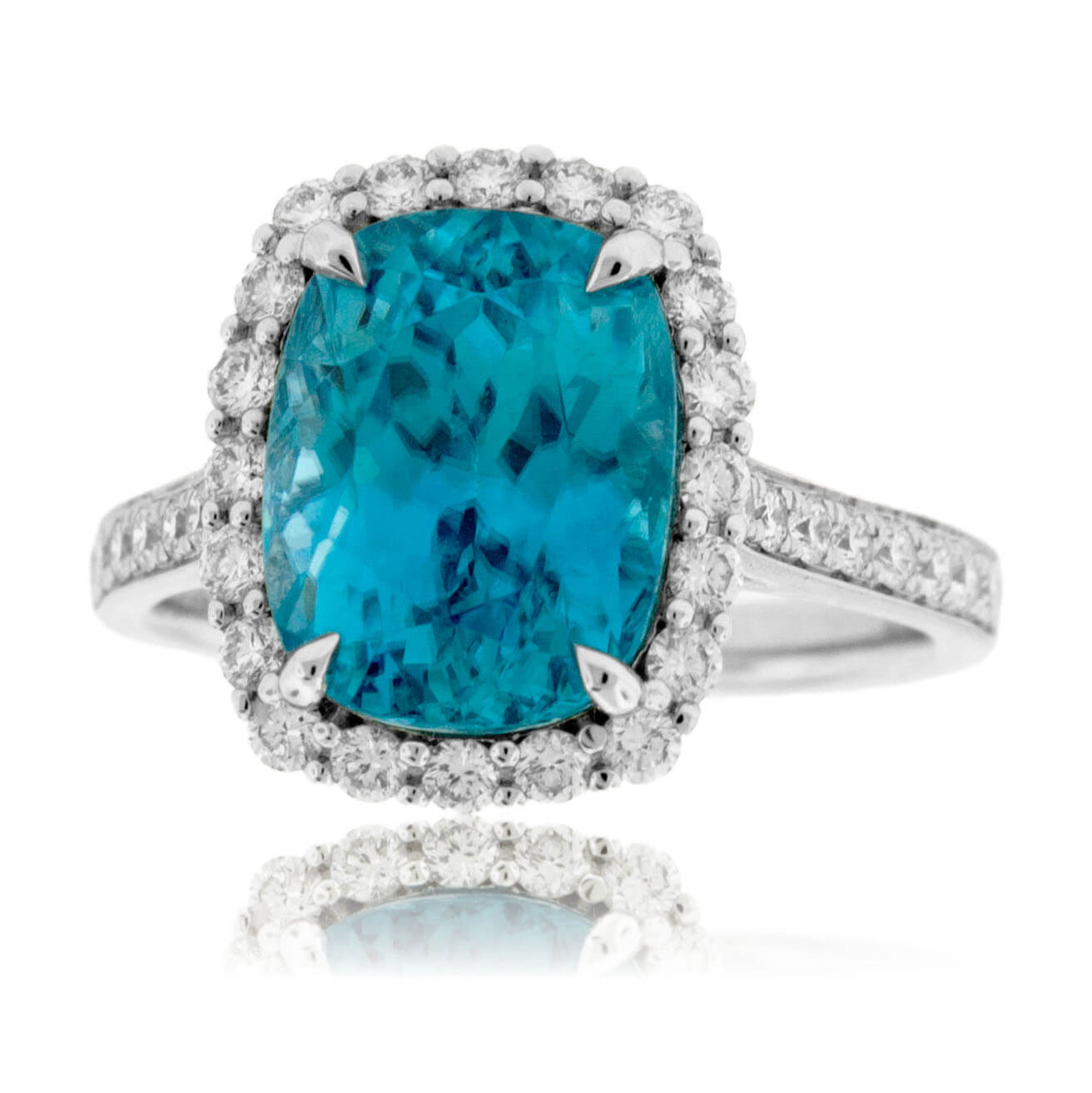 Stunning Blue Zircon & Diamond Halo Ring - Park City Jewelers