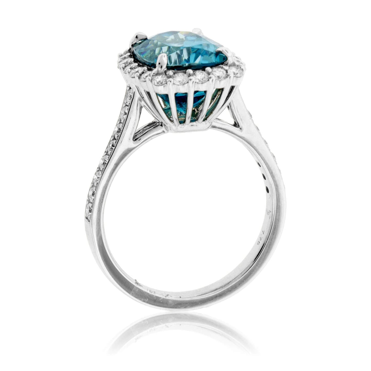 Stunning Blue Zircon & Diamond Halo Ring - Park City Jewelers