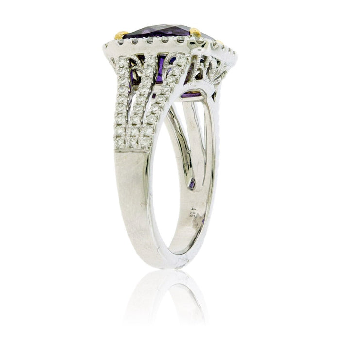 Stunning Cushion No Heat Purple Sapphire & Diamond Ring - Park City Jewelers