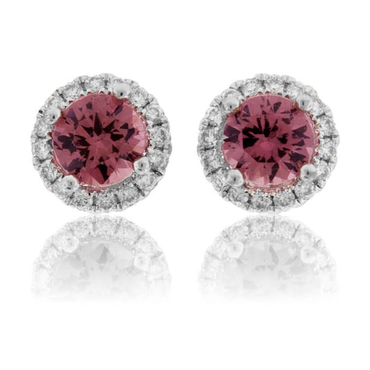 Stunning Garnet & Diamond Halo Stud Earrings - Park City Jewelers