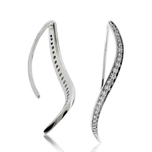 Swirl White Gold Diamond Dangle Drop Earrings - Park City Jewelers