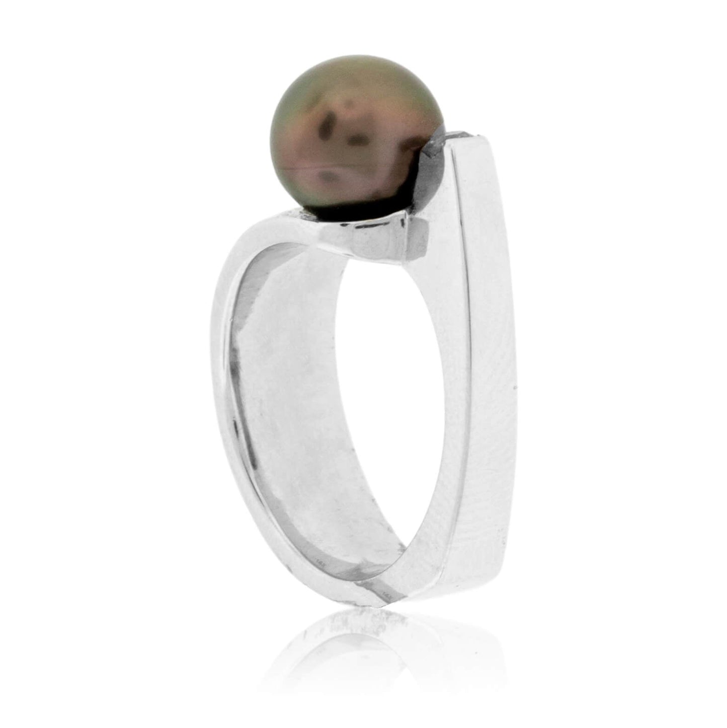 Tahitian Pearl & Mine Cut Diamond Ring - Park City Jewelers