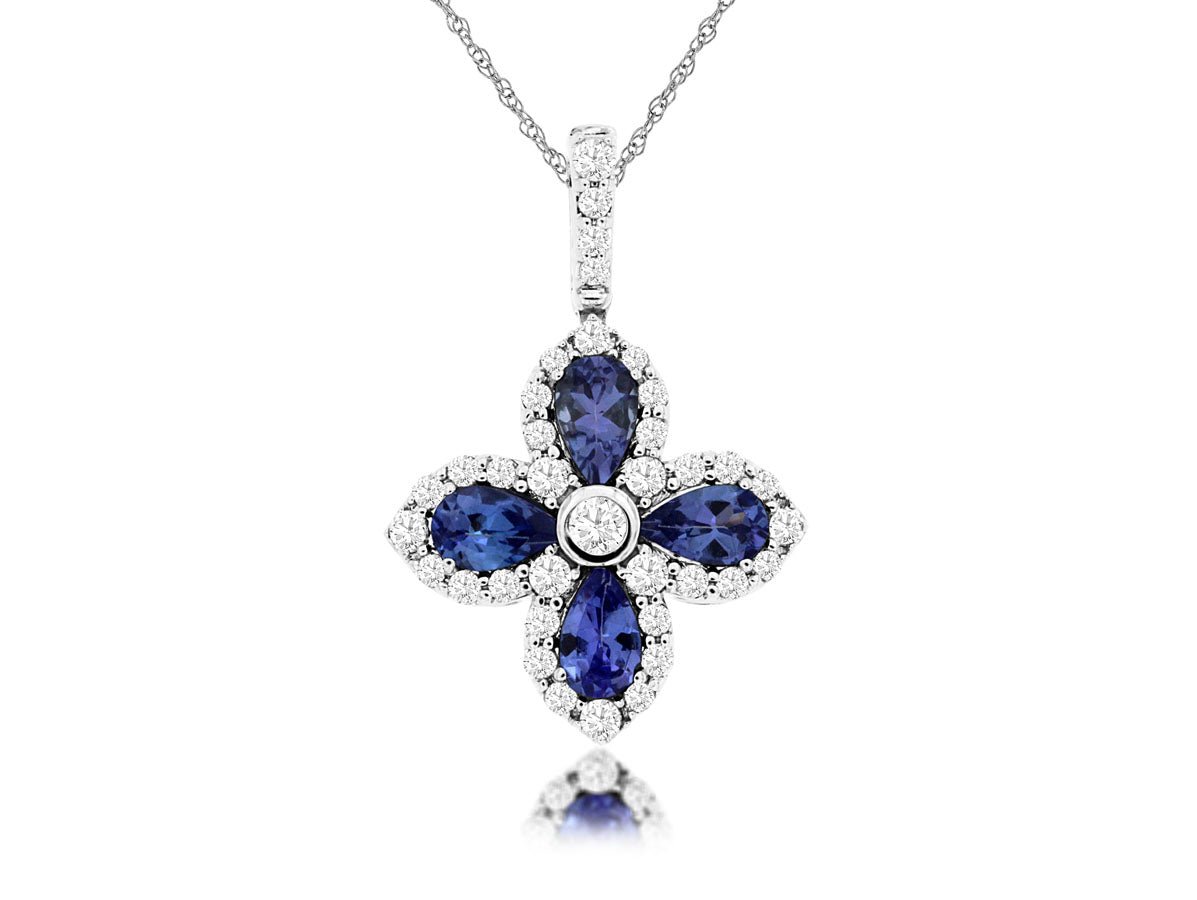 Tanzanite Chandelier Pendant with Diamond Halos - Park City Jewelers
