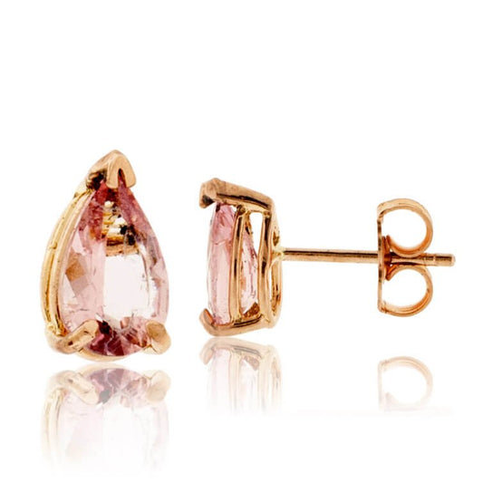 Tear Drop Pear Pink Morganite Stud Earrings - Park City Jewelers