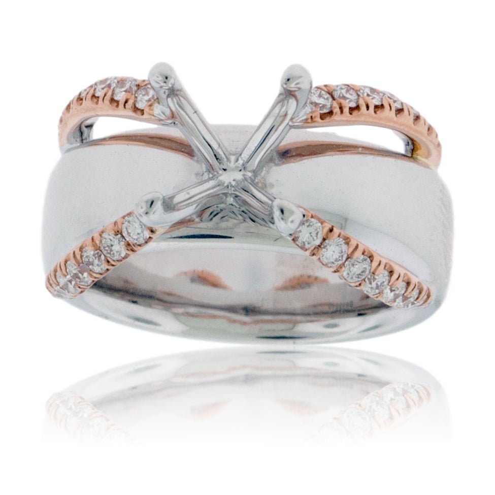Thick Band Diamond Engagement Semi-Mount Ring - Park City Jewelers