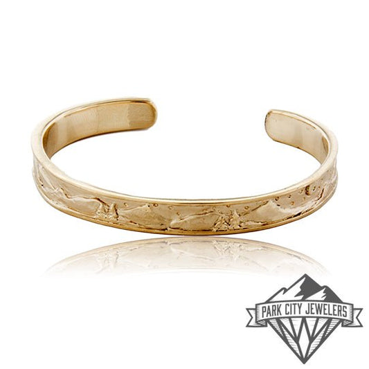 Thick Mountain Scene with Trees, Stars, and Moon Cuff Bracelet - Park City Jewelers