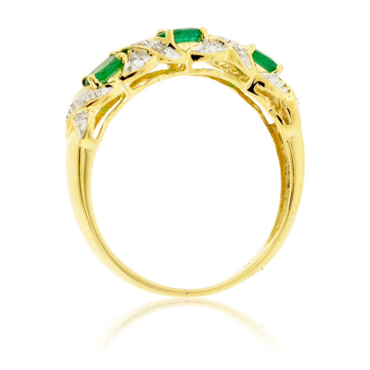 Three Oval Emerald & Diamond Accented Ring - Park City Jewelers