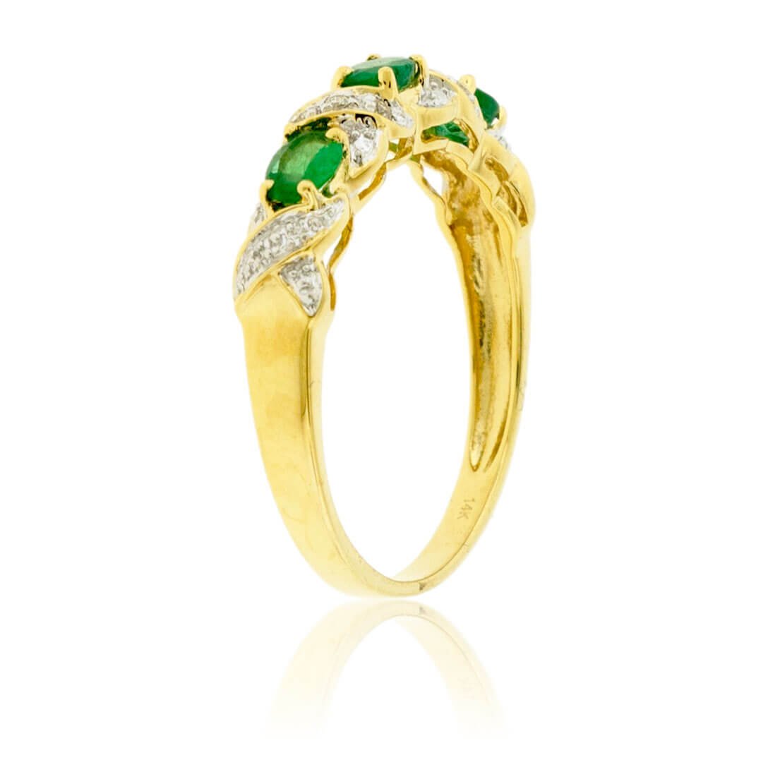 Three Oval Emerald & Diamond Accented Ring - Park City Jewelers