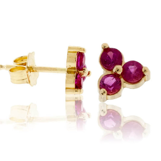 Three Red Emerald Gemstone Post Earrings - Park City Jewelers