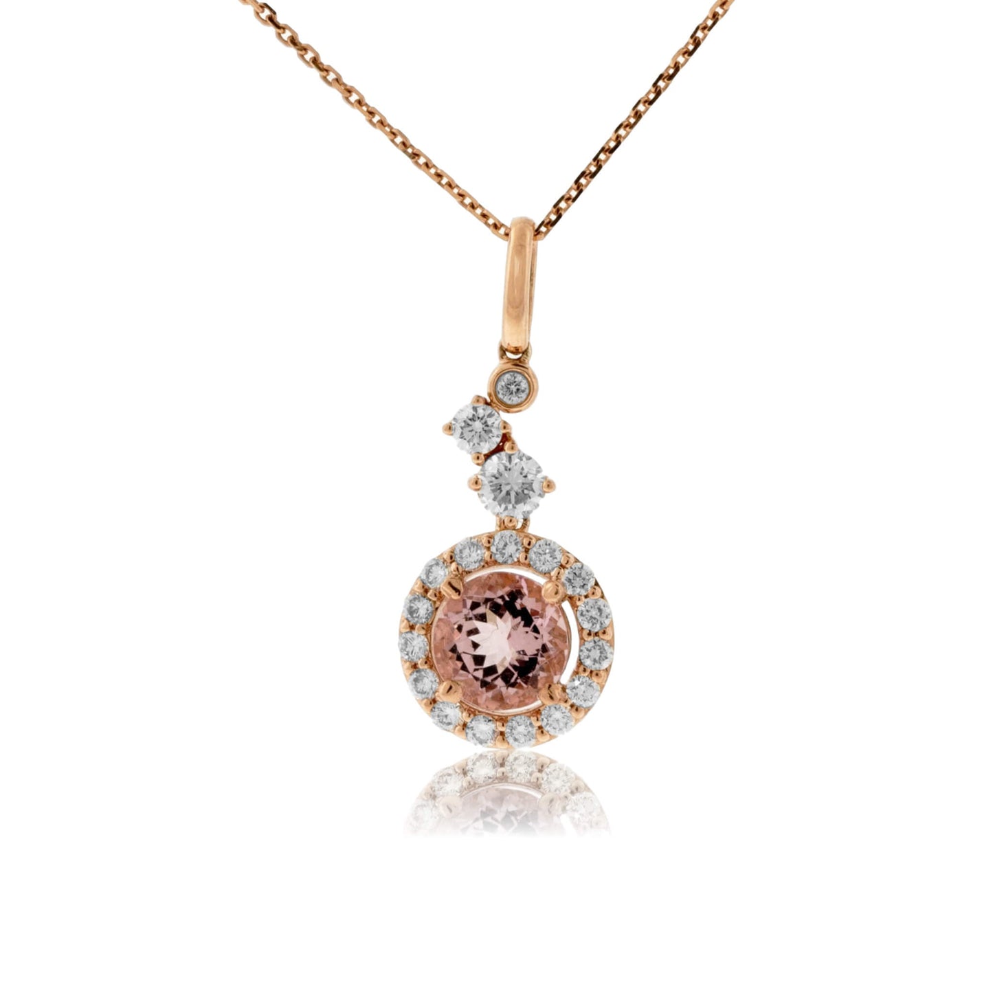 Tilted Morganite and Diamond Halo Pendant - Park City Jewelers