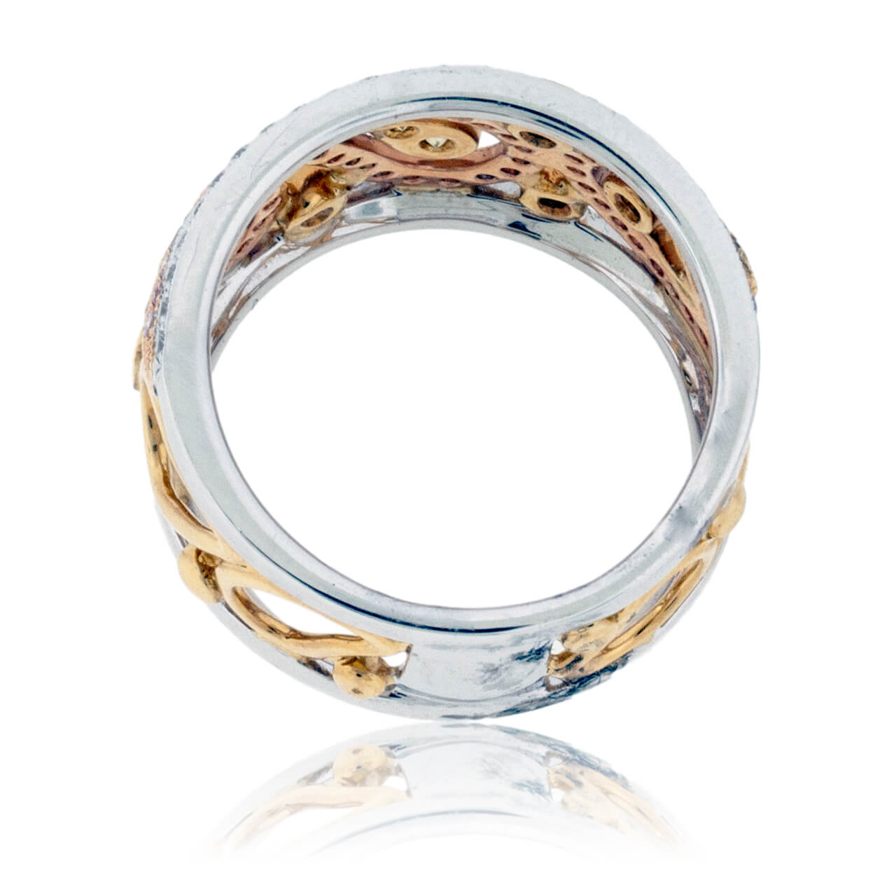 Tri-Colored Gold & Diamond Filigree Band - Park City Jewelers