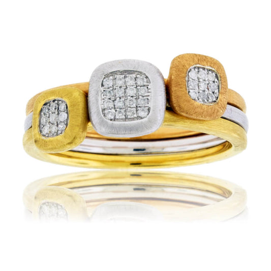 Tri Gold Diamond Fashion Stackable Ring - Park City Jewelers