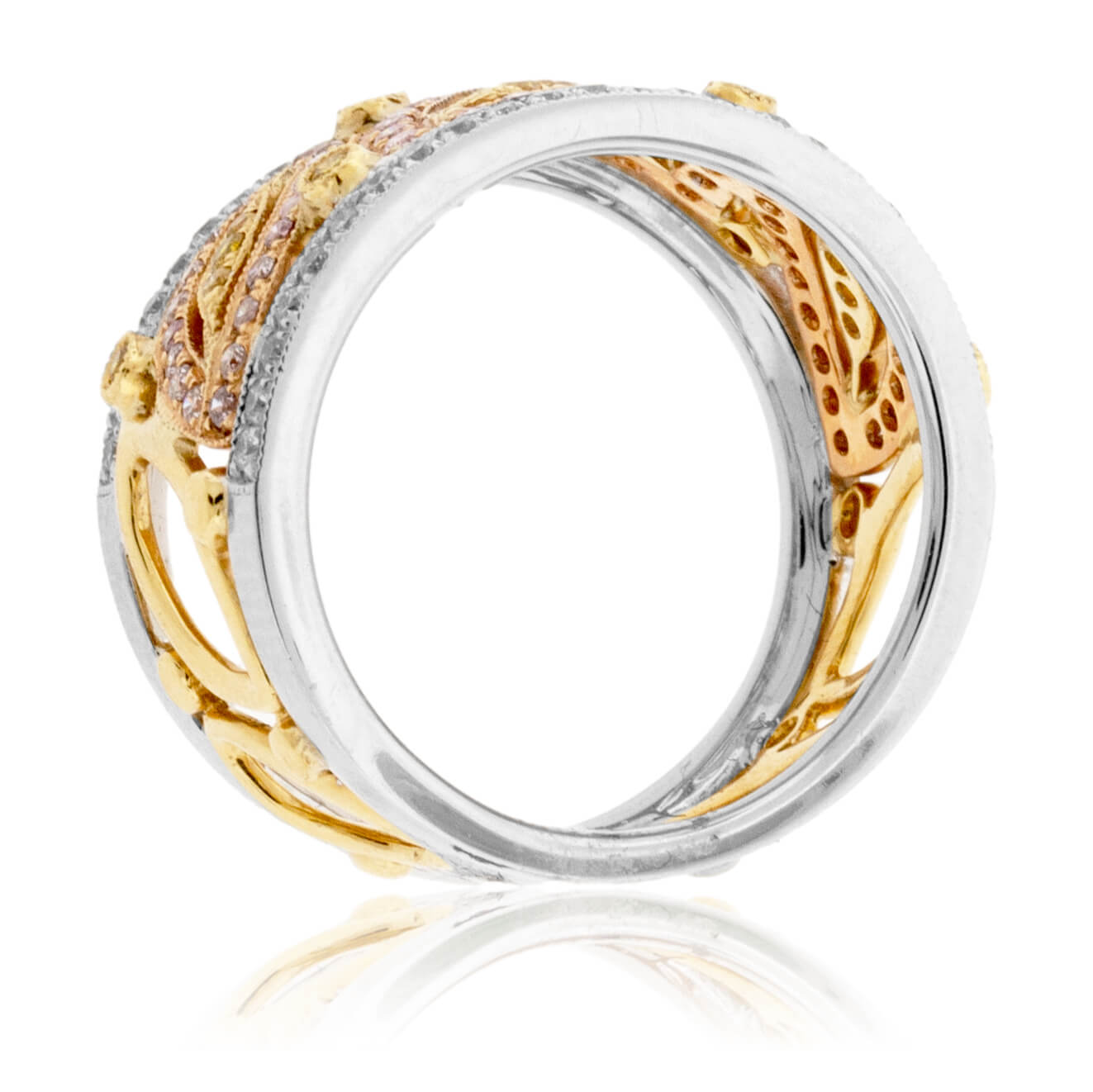 Tri-Gold Natural Color Diamond & Diamond Ring - Park City Jewelers