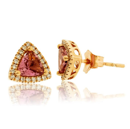 Trillian Pink Tourmaline & Diamond Halo Stud Earrings - Park City Jewelers