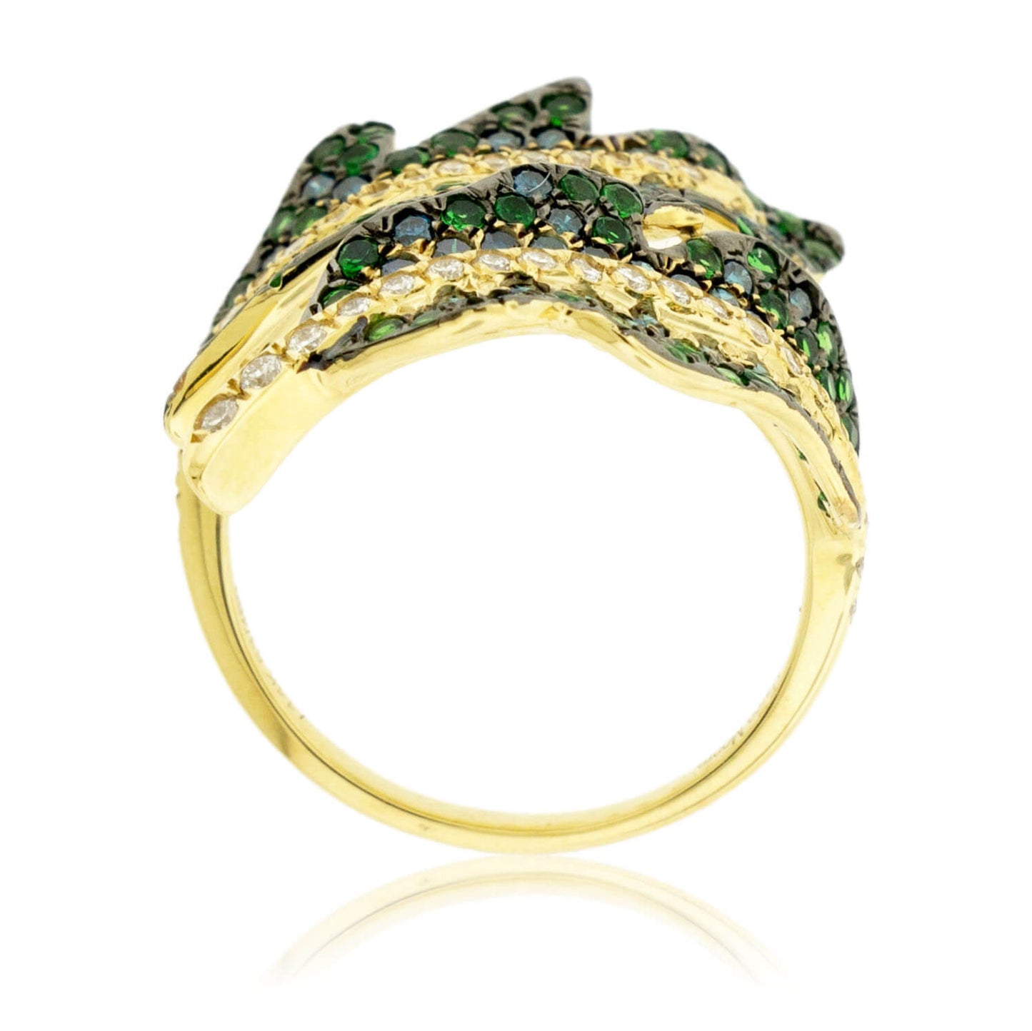 Tsavorite Garnet, Blue Diamond & Diamond Ring - Park City Jewelers