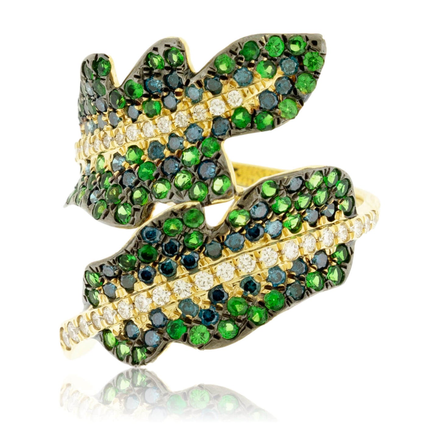 Tsavorite Garnet, Blue Diamond & Diamond Ring - Park City Jewelers