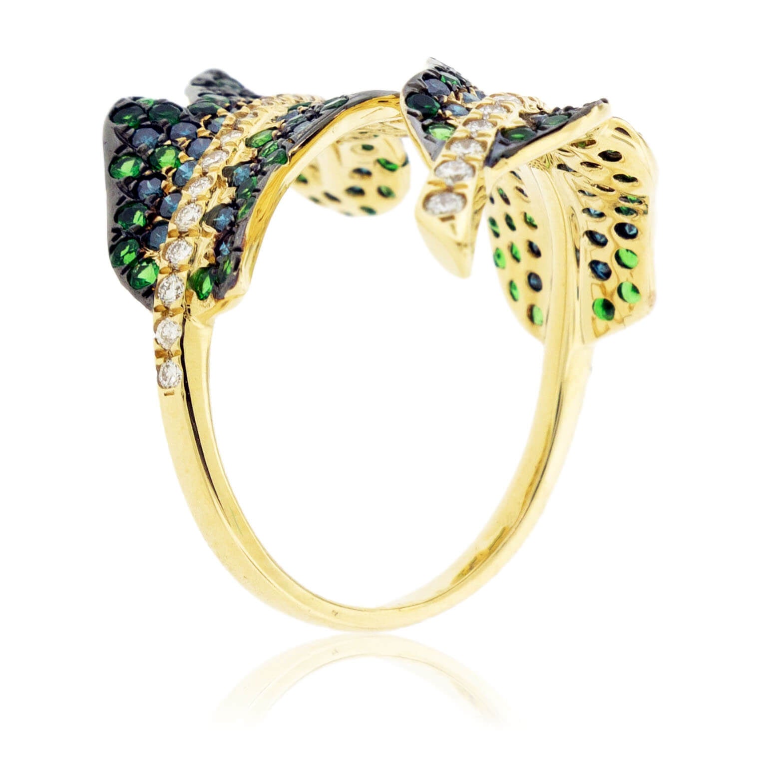 Tsavorite Garnet, Blue Diamond & Diamond Ring - Park City Jewelers