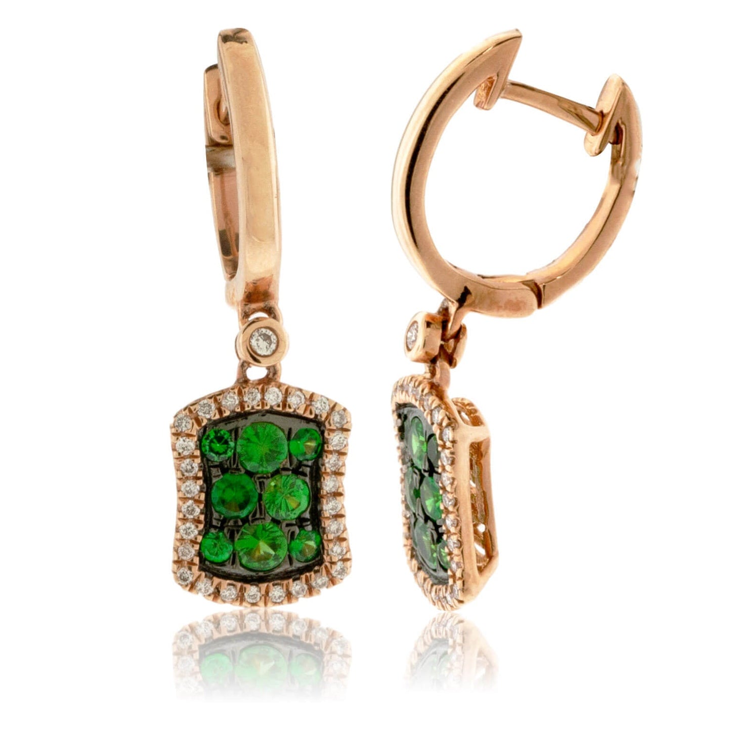 Tsavorite Garnet & Diamond Dangle Earrings - Park City Jewelers