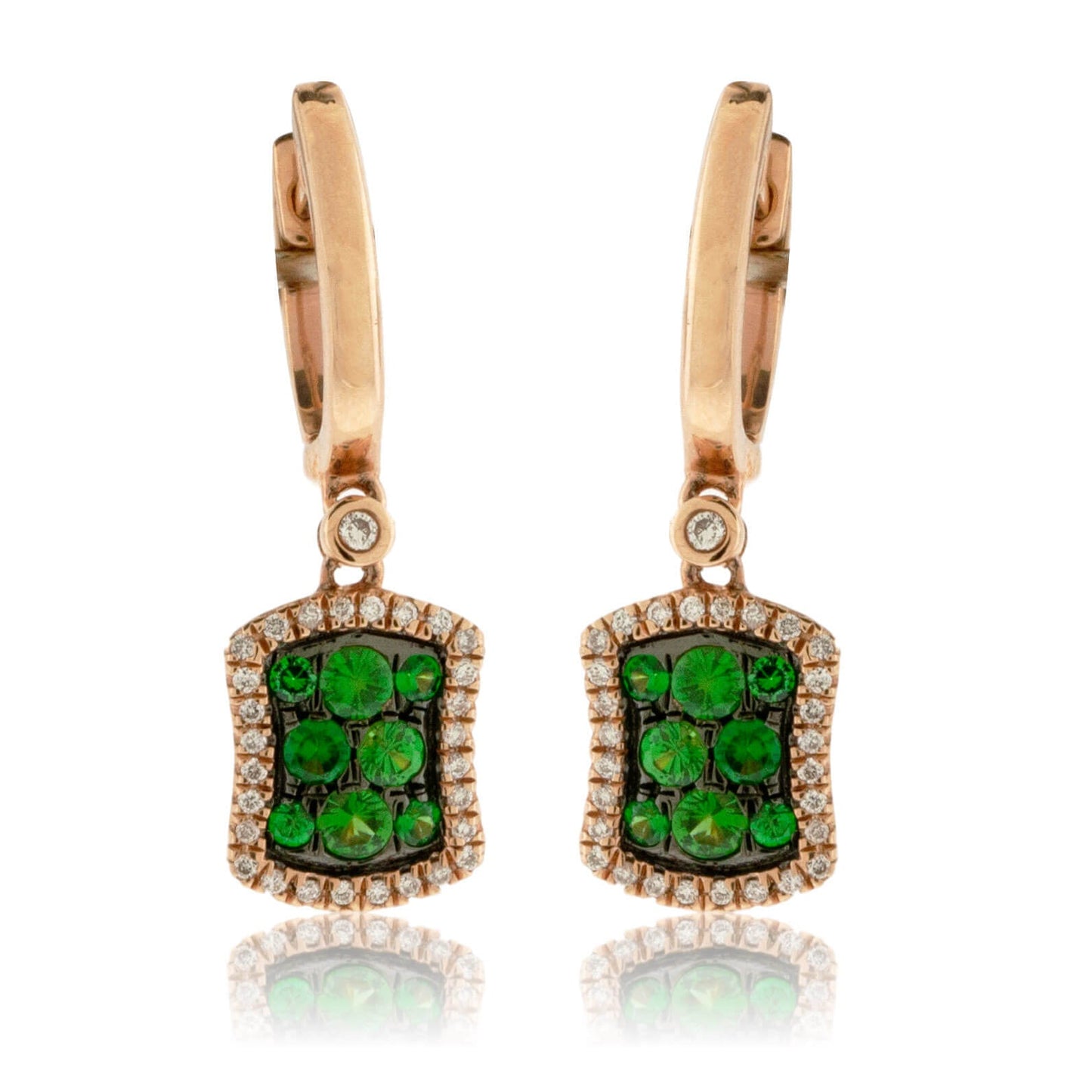 Tsavorite Garnet & Diamond Dangle Earrings - Park City Jewelers