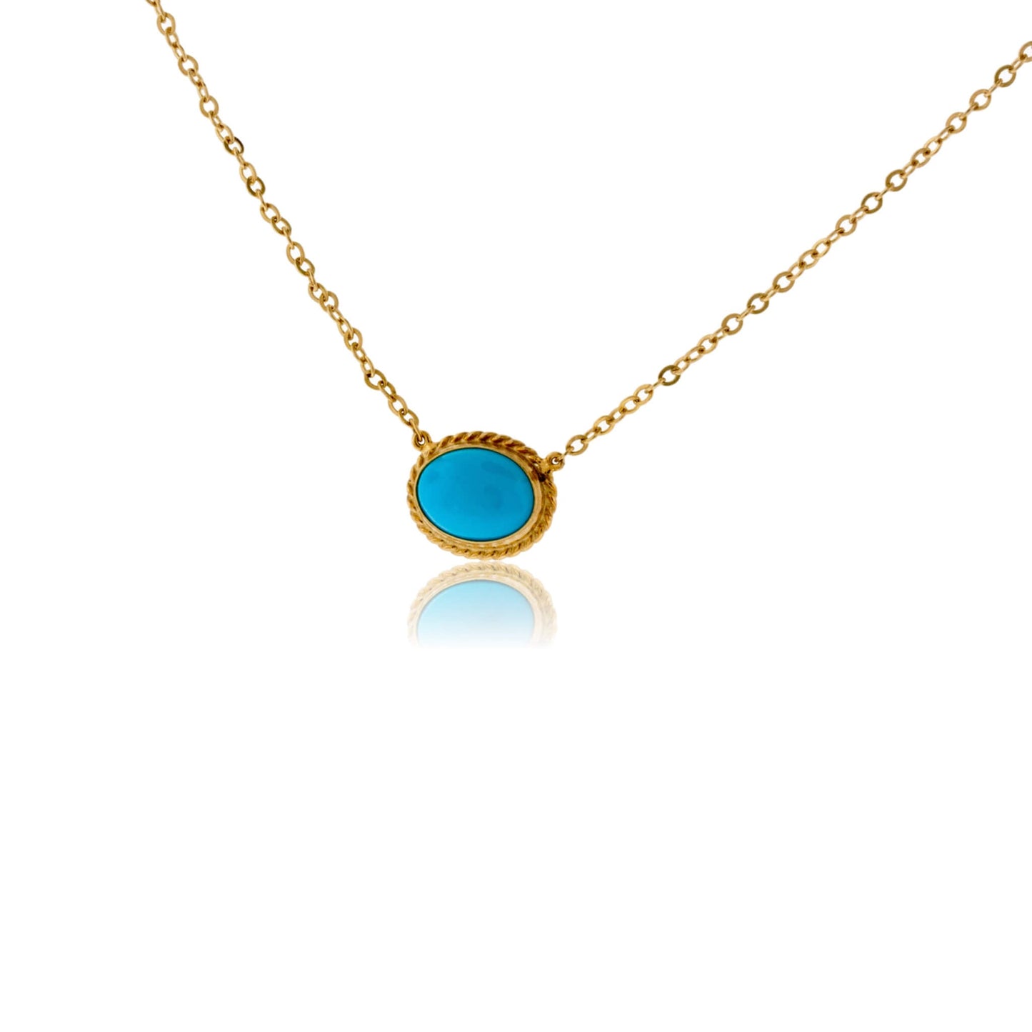 Turquoise Cabochon Rope Halo Pendant with Chain - Park City Jewelers
