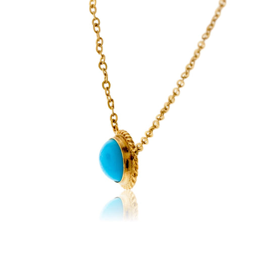 Turquoise Cabochon Rope Halo Pendant with Chain - Park City Jewelers