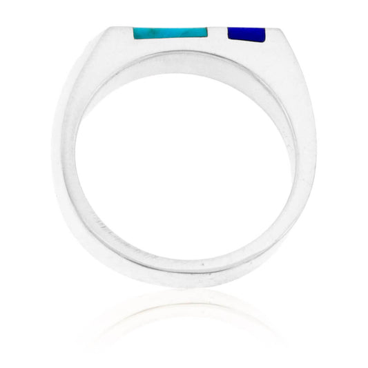 Turquoise & Lapis Double Inlay Ring - Park City Jewelers