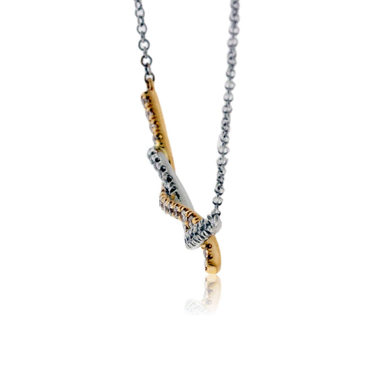 Two Tone Twisted Diamond Bar Necklace - Park City Jewelers