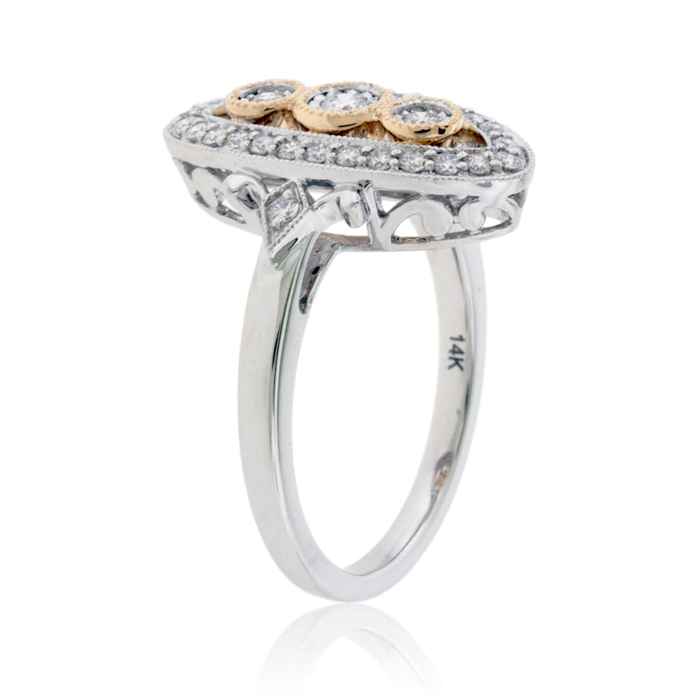 Two Toned Diamond Art Deco Style Ring - Park City Jewelers