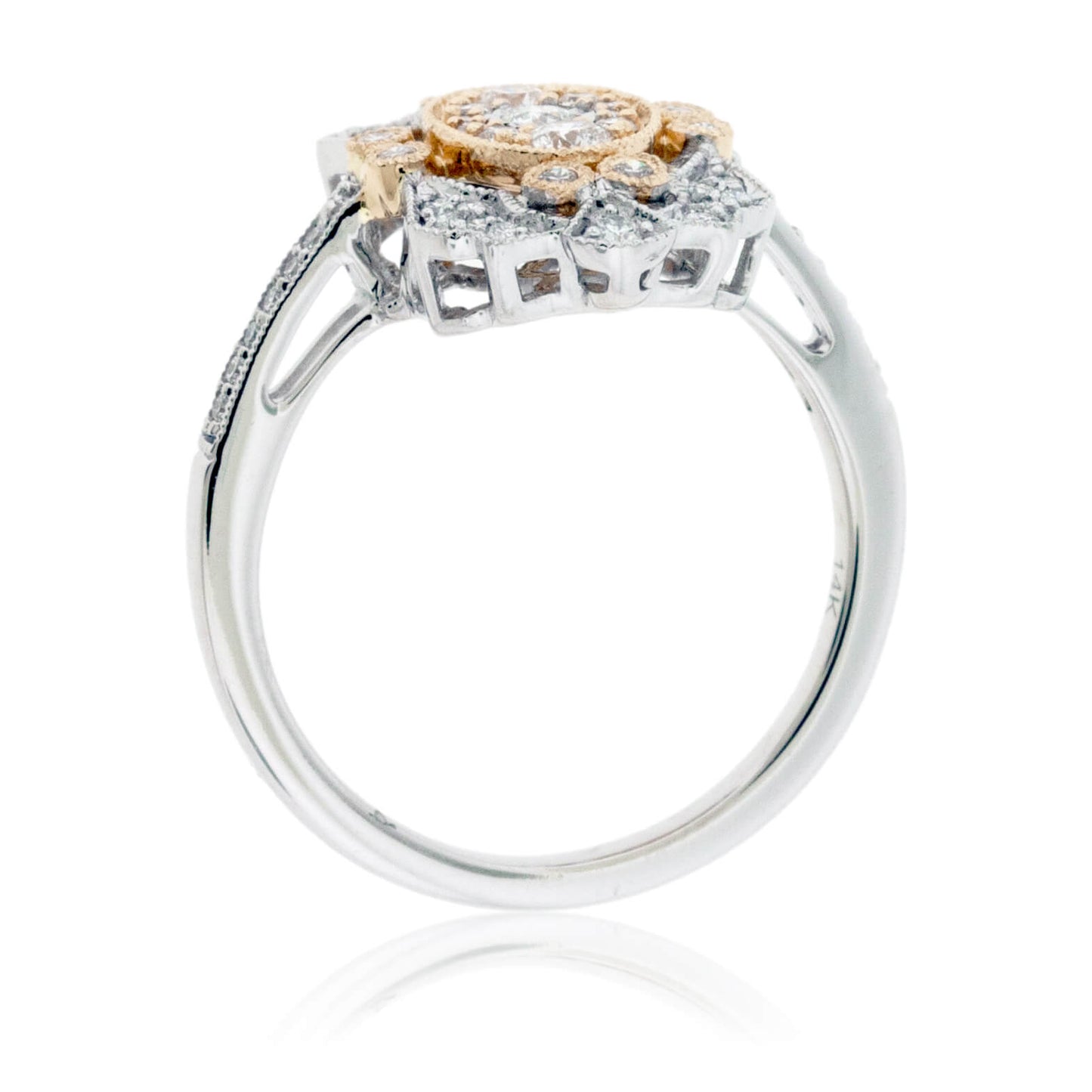 Two Toned Diamond Art Deco Style Ring - Park City Jewelers