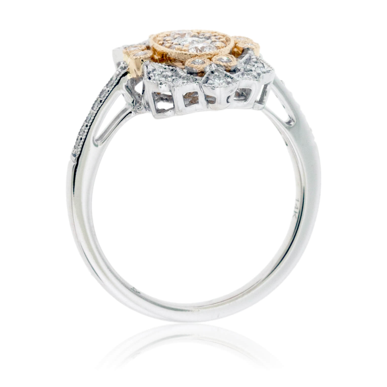 Two Toned Diamond Art Deco Style Ring - Park City Jewelers