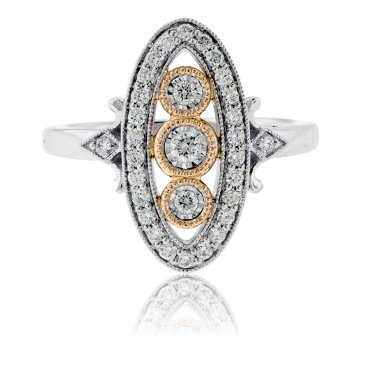 Two Toned Diamond Art Deco Style Ring - Park City Jewelers