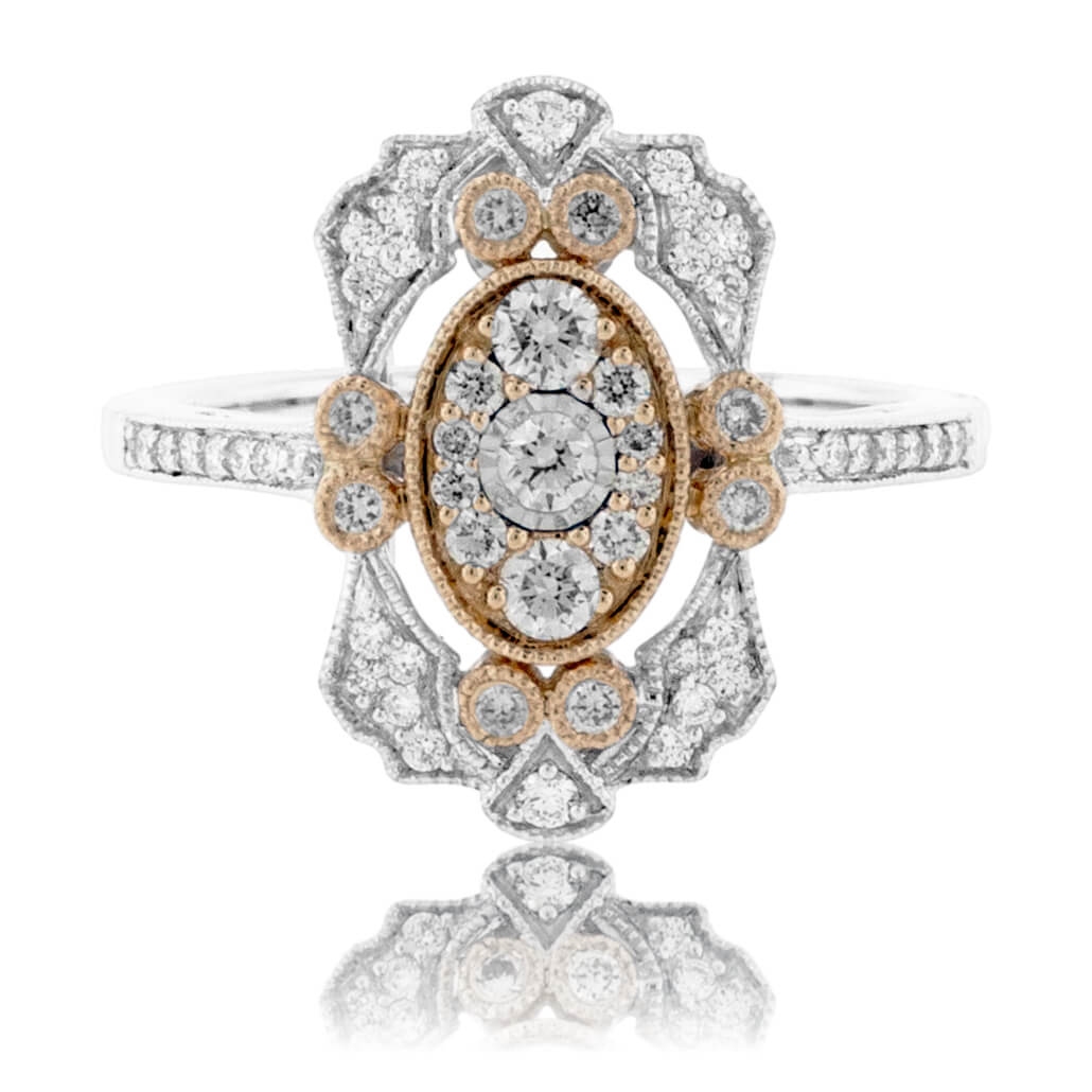 Two Toned Diamond Art Deco Style Ring - Park City Jewelers