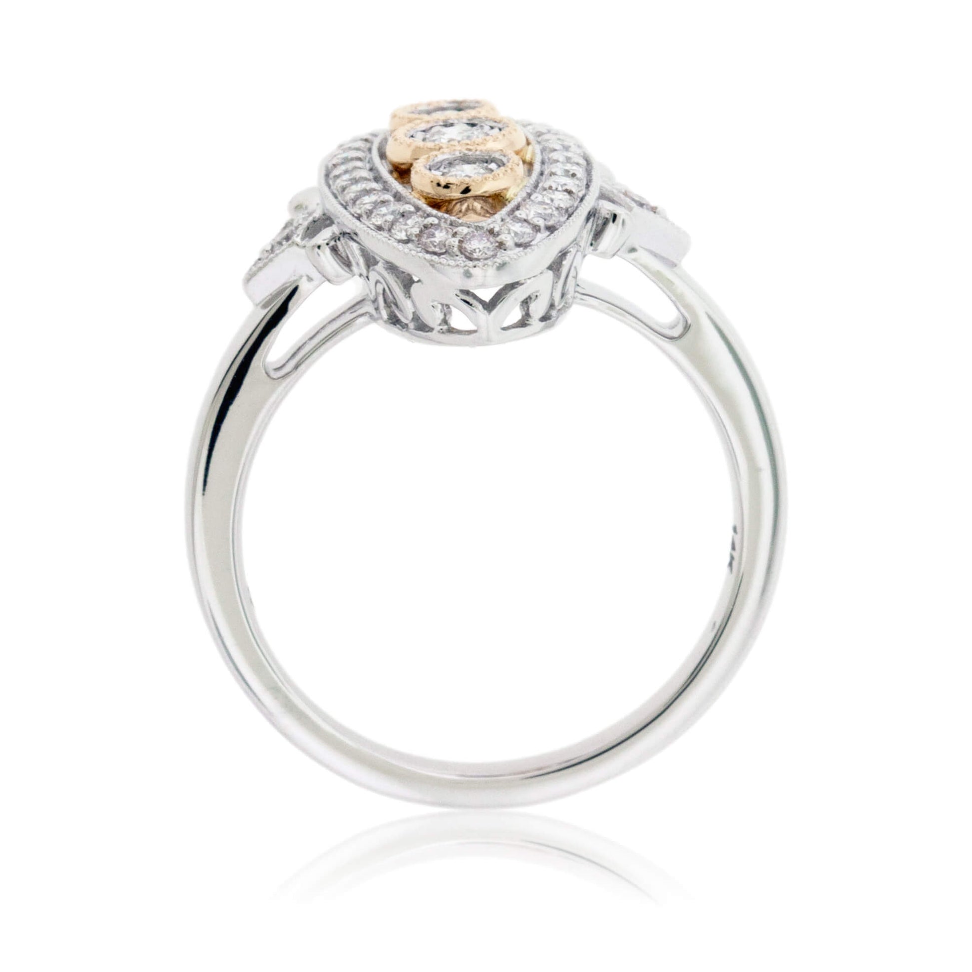 Two Toned Diamond Art Deco Style Ring - Park City Jewelers