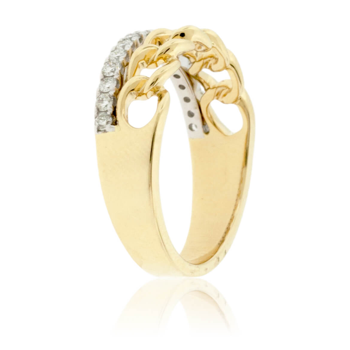 Two Toned Yellow & White Gold Diamond Link Ring - Park City Jewelers