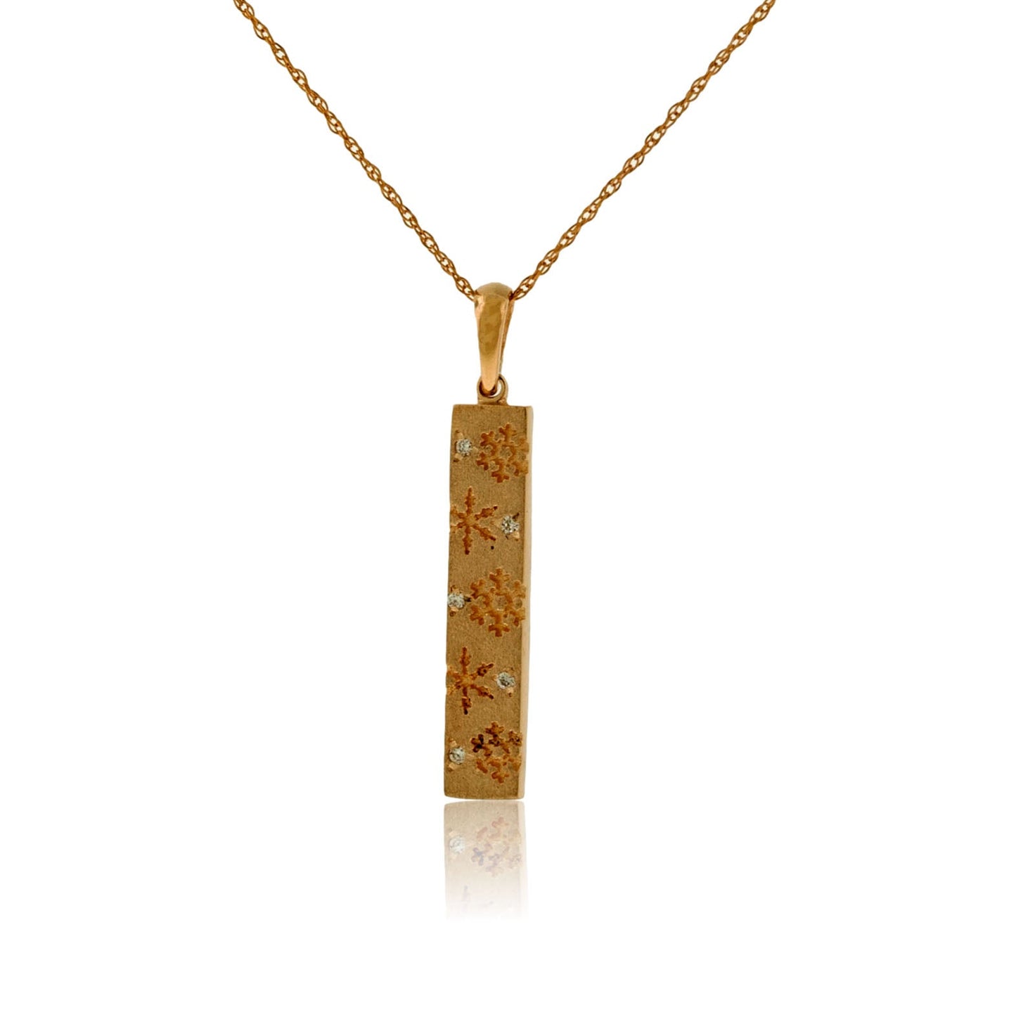 Vertical Diamond Flurry Snowflake Bar Necklace - Park City Jewelers