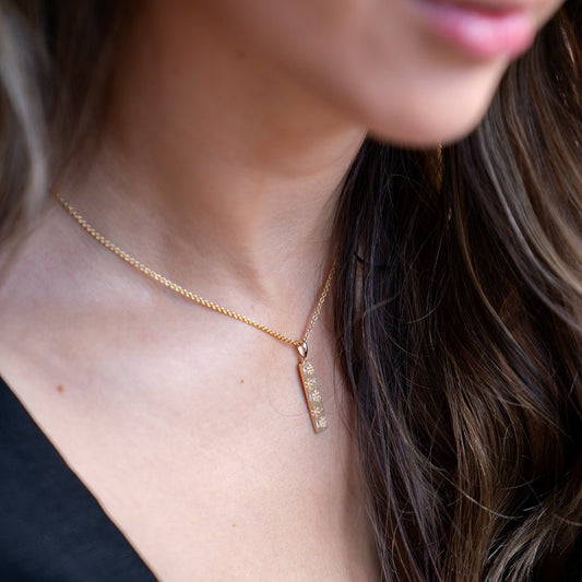 Vertical Diamond Flurry Snowflake Bar Necklace - Park City Jewelers