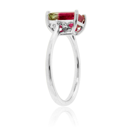 Watermelon Tourmaline & Diamond Baguette Ring - Park City Jewelers