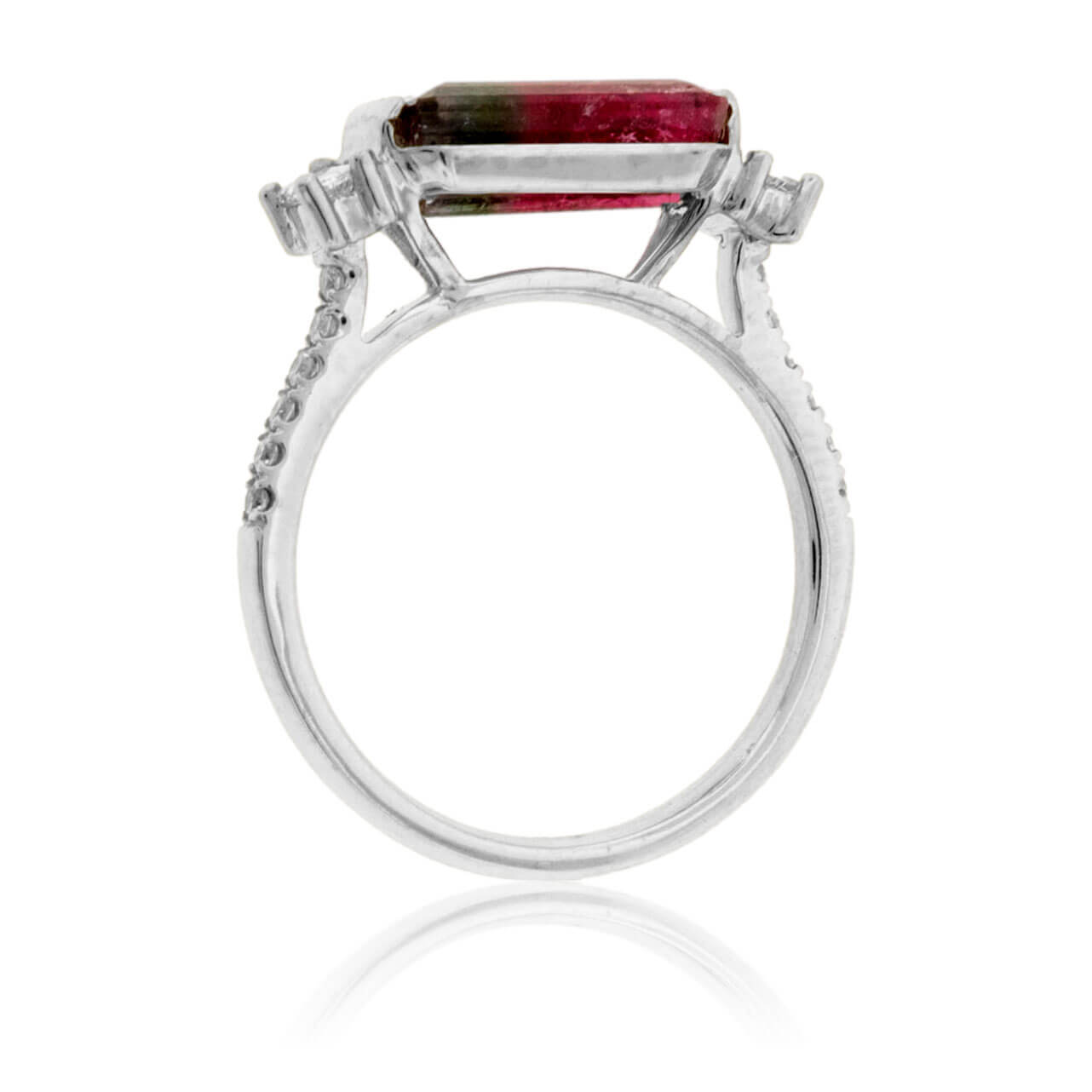 Watermelon Tourmaline & Diamond Baguette Ring - Park City Jewelers
