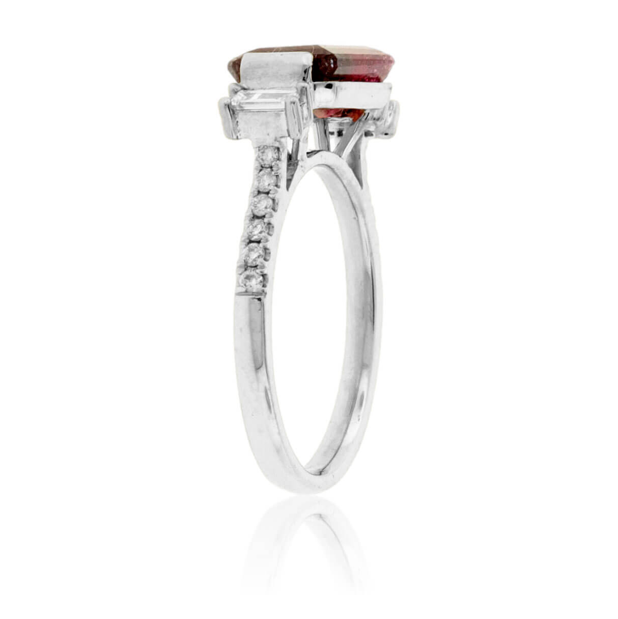 Watermelon Tourmaline & Diamond Baguette Ring - Park City Jewelers