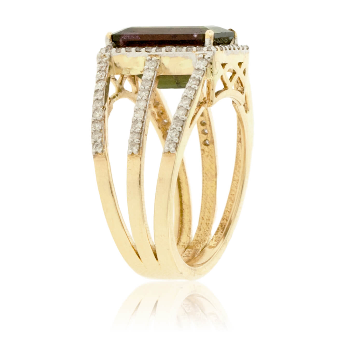 Watermelon Tourmaline & Diamond Three Row Ring - Park City Jewelers