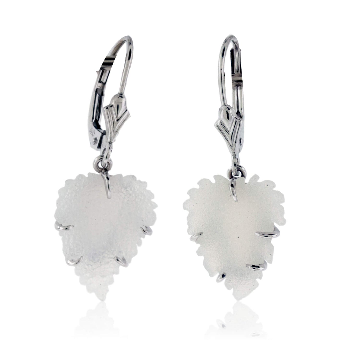 White Carved Druzy Leaf Earrings - Park City Jewelers