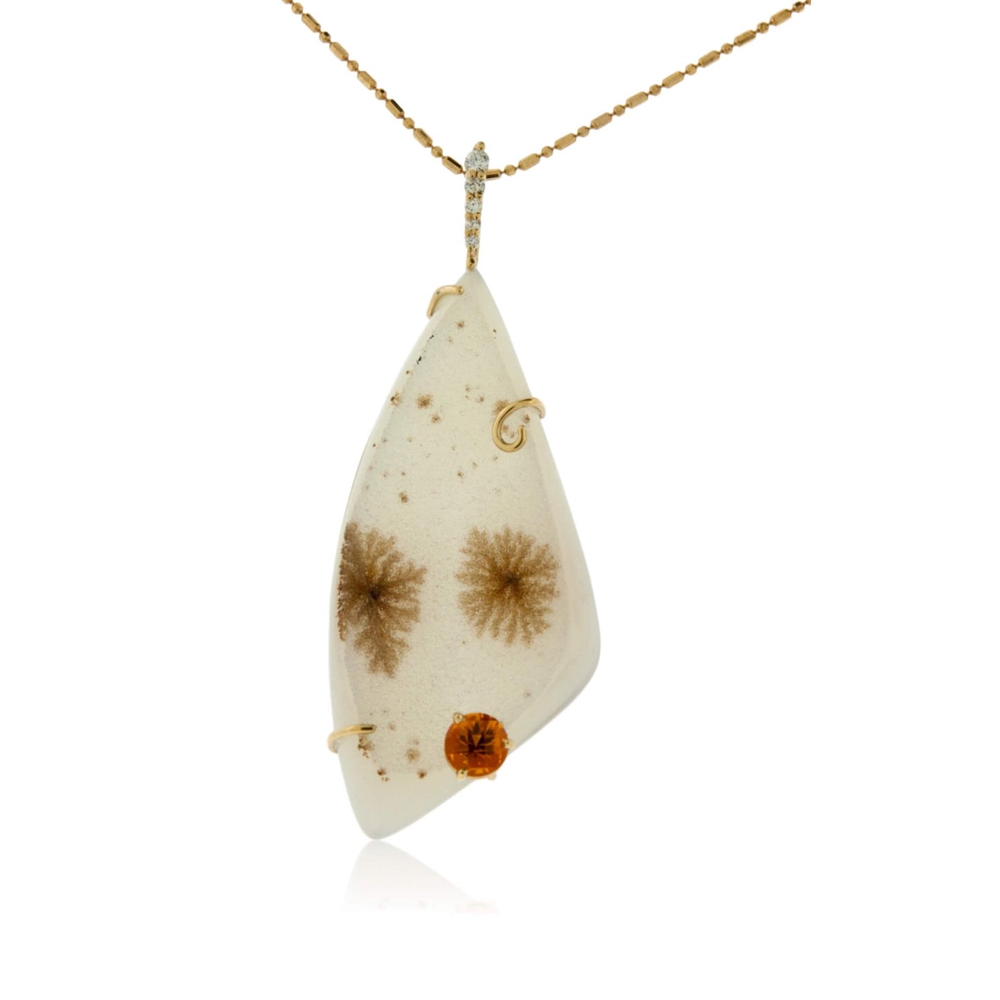 White Druzy, Diamond & Citrine Pendant - Park City Jewelers