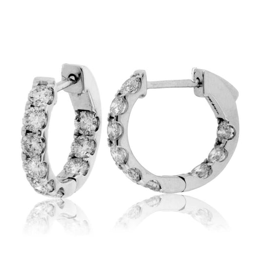 White Gold 2.00 Carat Inside Out Diamond Hoop Earrings - Park City Jewelers