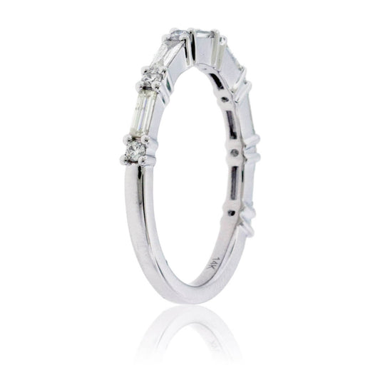 White Gold .50ctw Baguette & Round Diamond Band - Park City Jewelers